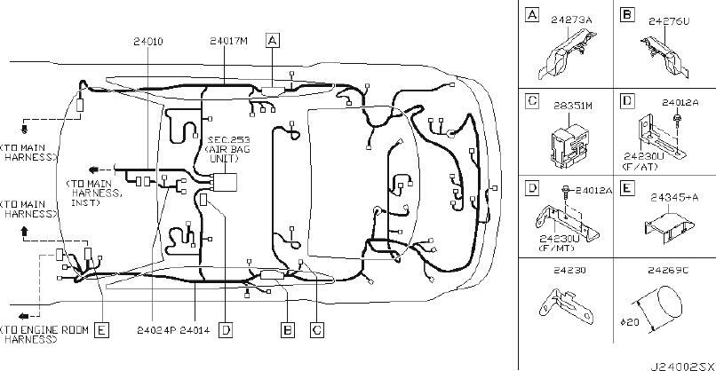 INFINITI G35 Engine Wiring Harness. EGI, ROOM - 24012-AM804 | INFINITI